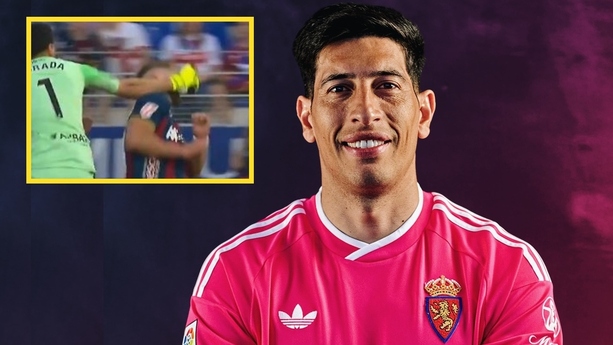 Andrada dio un puñetazo en el rostro a un jugador del Huesca (Facebook @RealZaragozaOficial | Captura)