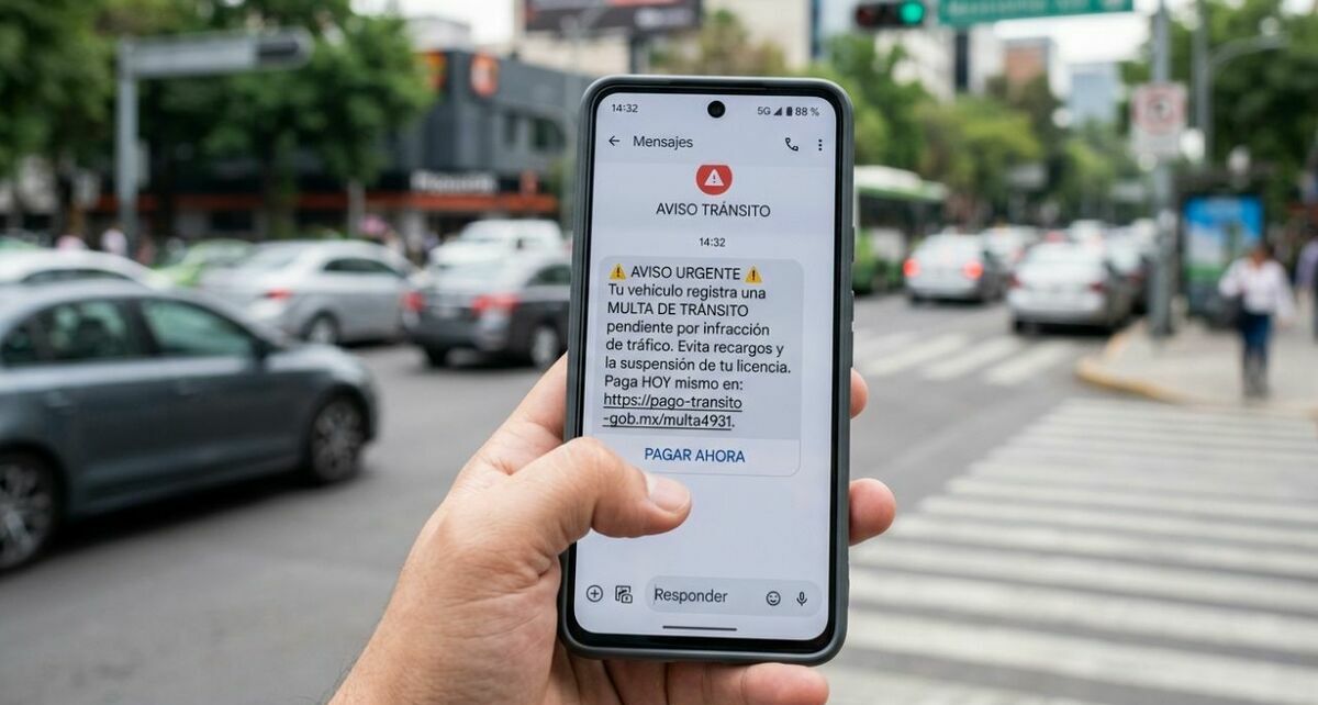 La Policía Cibernática alertó a los automovilistas por un nuevo método de estafa: 'montamultas'. Foto: Gemini AI