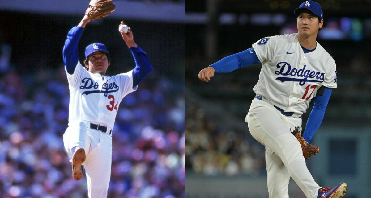 Fernando Valenzuela y Shohei Ohtani (@Dodgers y Reuters)