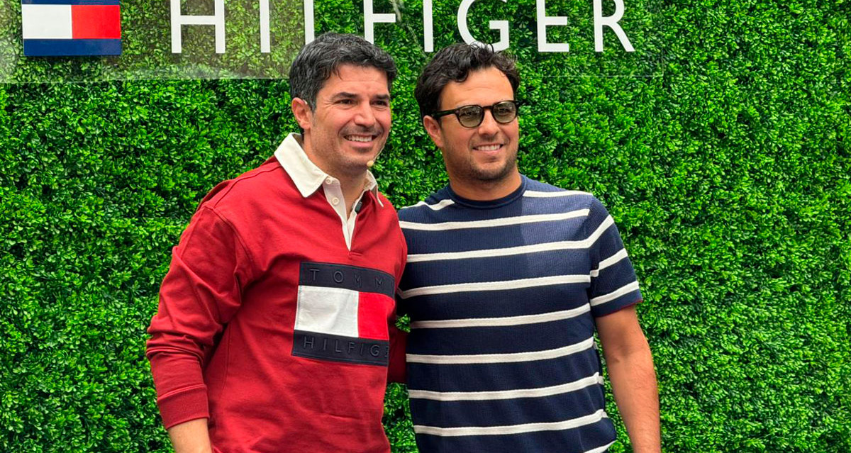 Checo Pérez platicó con Memo Rojas en un evento de Tommy Hilfiger. (Foto: Michel Cruz)