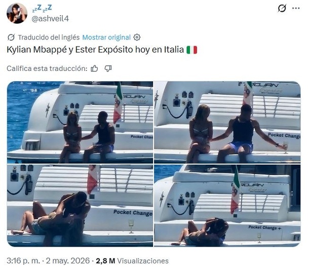 Imágenes que circularon de Mbappé en Italia (Caprtura X)