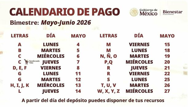 Calendario de pagos de la Pensión del Bienestar mayo-junio | Pensión del Bienestar