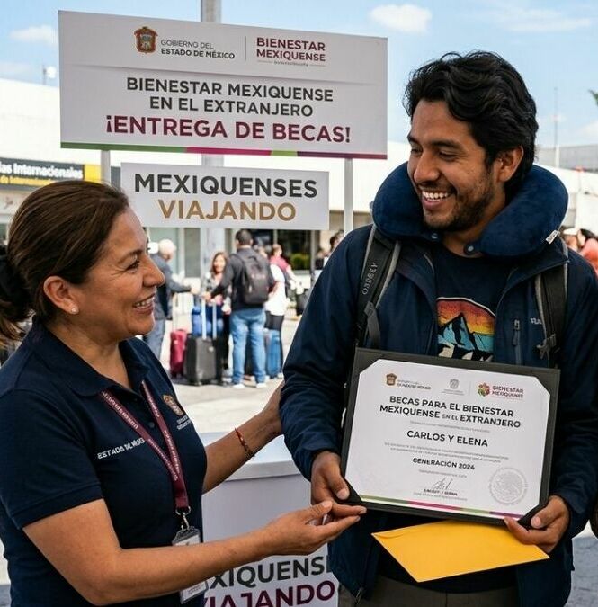 Edomex lanza nueva beca para estudiar en el extranjero y recibir 350 mil pesos. Foto: Gemini AI