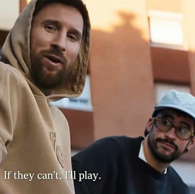 Messi aparece con Bad Bunny en el video. (Foto: captura de pantalla del video de adidas)