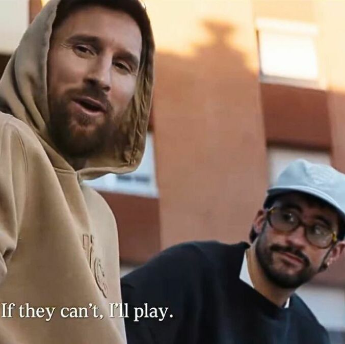 Messi aparece con Bad Bunny en el video. (Foto: captura de pantalla del video de adidas)