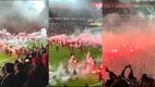 Aficionados se enfrentaron con bengalas durante el clásico de Chequia (Imagen: capturas de pantalla)