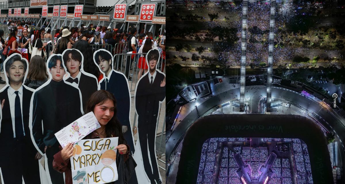 ARMY toma Churubusco para escuchar música de BTS afuera del Estadio GNP| Foto: Reuters y ARIRANG WORLD TOUR