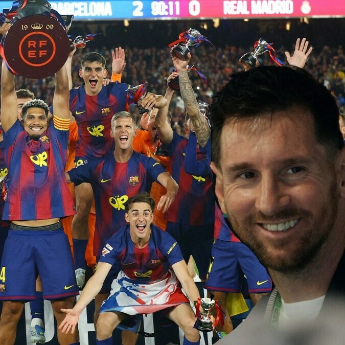 Messi celebró el título de FC Barcelona en LaLiga (Reuters)