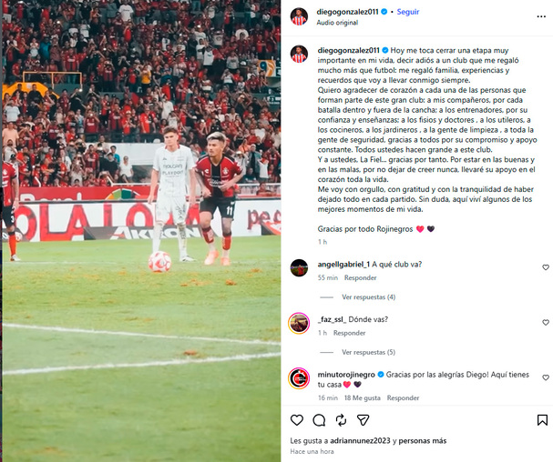 Diego González se va del Atlas y se despide con mensaje. (Captura)
