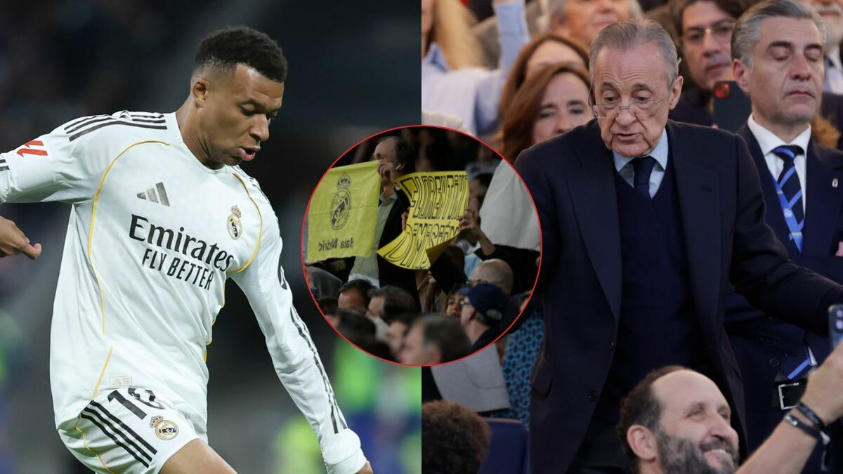 Así fue la monumental pitada a Mbappé y los carteles contra Florentino Pérez. (EFE).
