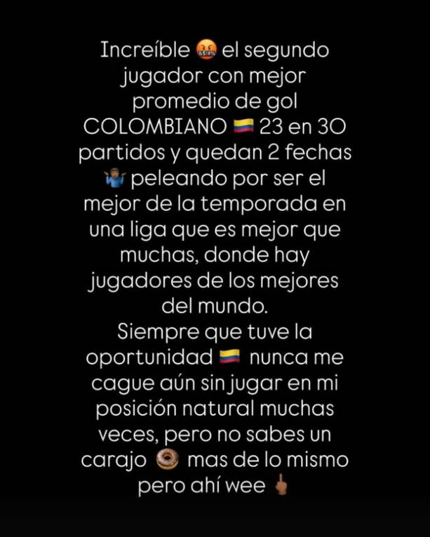Roger Martínez explota contra DT de Colombia (IG Roger Martínez)