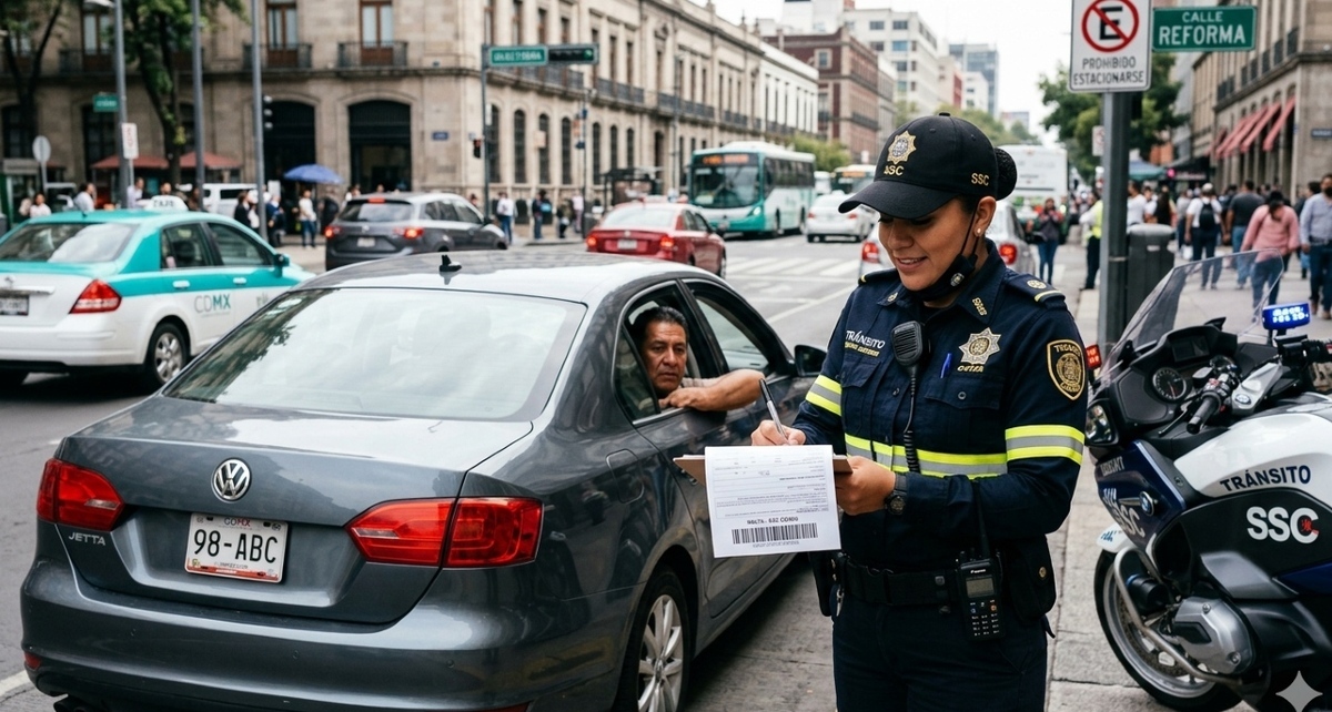 La Secretaría de Administración y Finanzas de la CDMX da 90% de descuento a multas de tránsito. Foto: Gemini AI