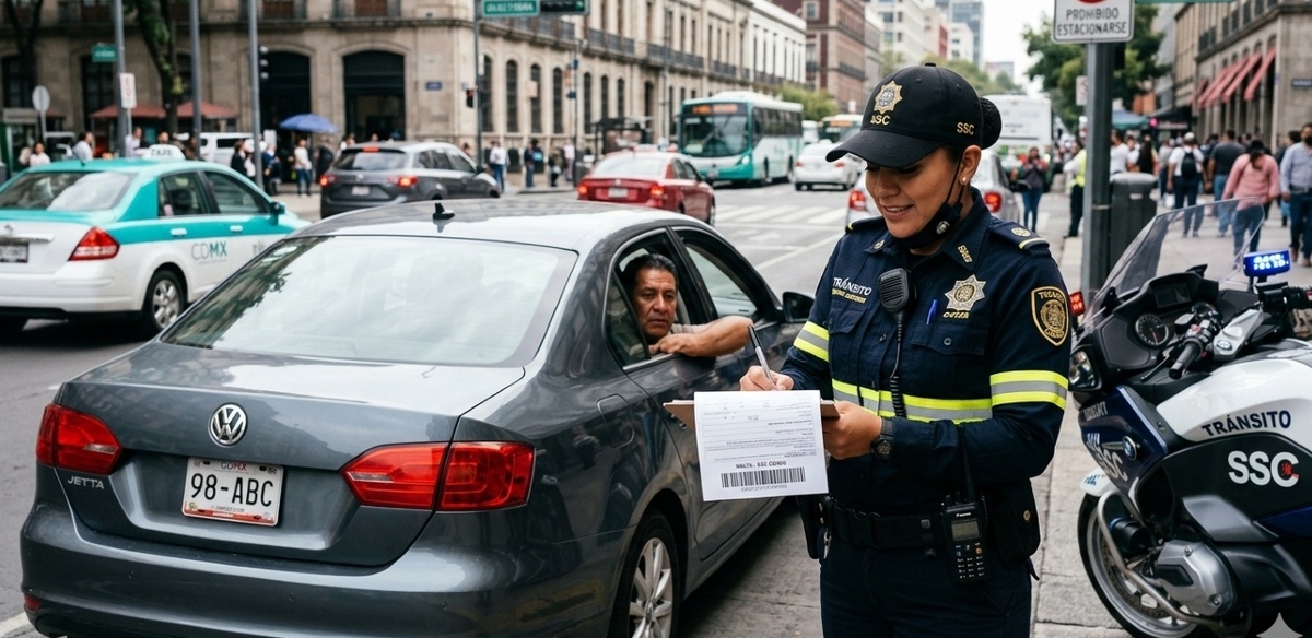 La Secretaría de Administración y Finanzas de la CDMX da 90% de descuento a multas de tránsito. Foto: Gemini AI