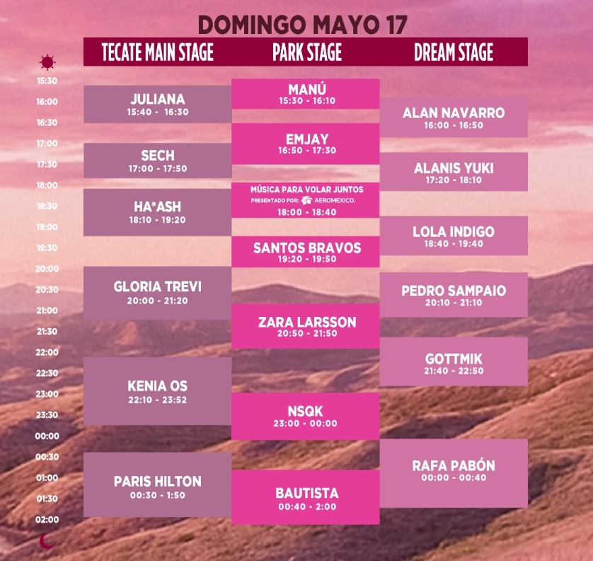 Consulta los horarios del domingo 17 de mayo del Tecate Emblema 2027. Foto: @TecateEmblema/X