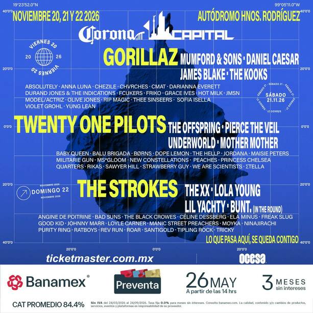 Este es el cartel del Corona Capital 2026 (@CoronaCapital)