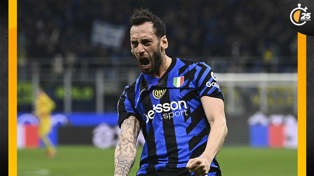 Hakan Çalhanoğlu festeja su gol contra el Monza. (FOTO: AFP)