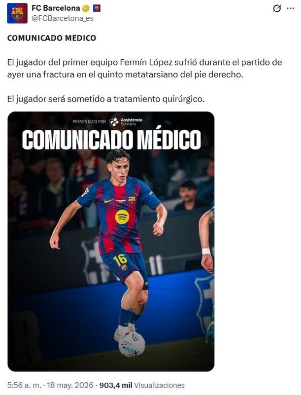 Publicación del FC Barcelona (X @FCBarcelona_es)