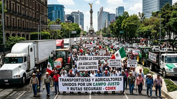 Megamarcha este 20 de mayo: transportistas y agricultores se movilizarán en CDMX. (FOTO: Gemini IA).