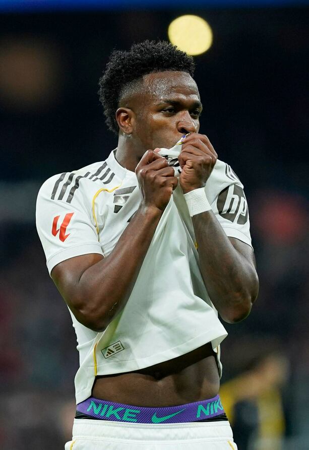 Vinícius Jr. en celebración de gol ante el Rayo Vallecano (Reuters)