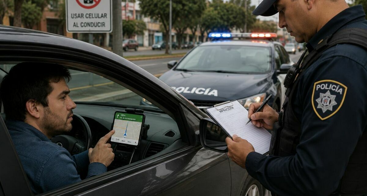 Confirman multa de más de 2 mil pesos por usar GPS al manejar: a quiénes y dónde. (FOTO: ChatGPT).
