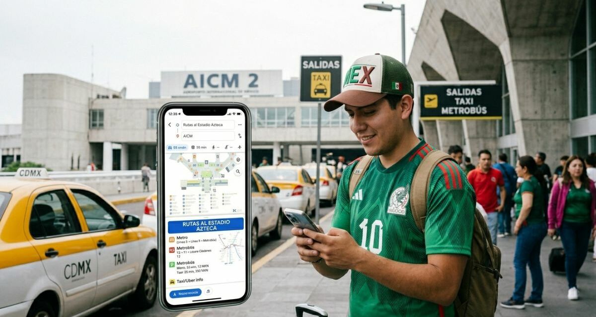 Las mejores rutas del AICM al Estadio Ciudad de México rumbo al Mundial 2026 | Foto: Gemini AI