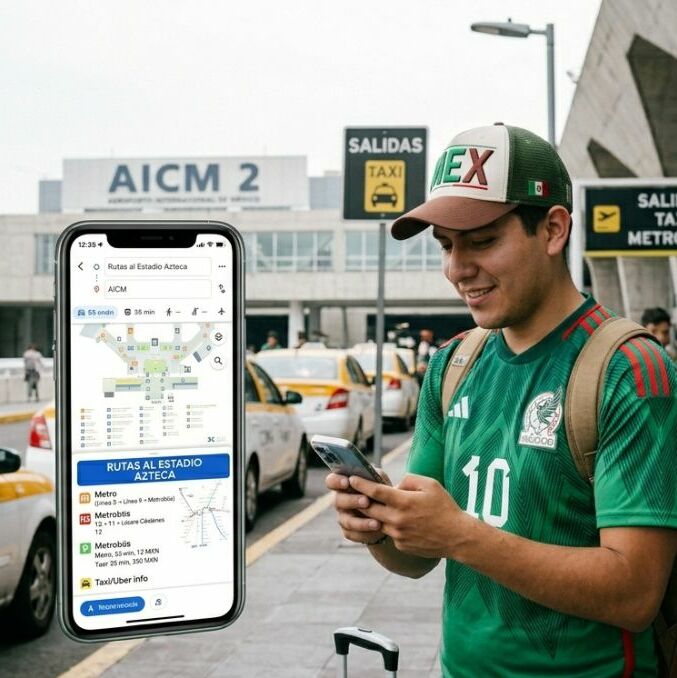 Las mejores rutas del AICM al Estadio Ciudad de México rumbo al Mundial 2026 | Foto: Gemini AI
