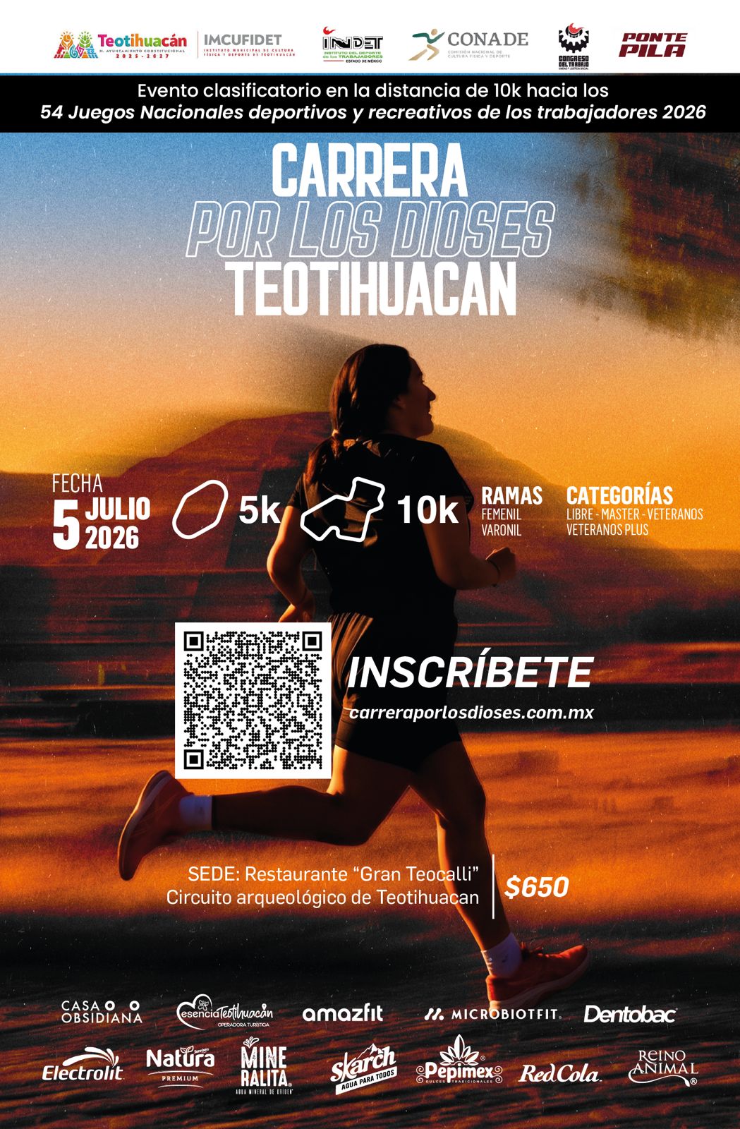 Running y cultura se encuentran en la Carrera por los Dioses Teotihuacán 2026 | Foto: Carrera por los Dioses
