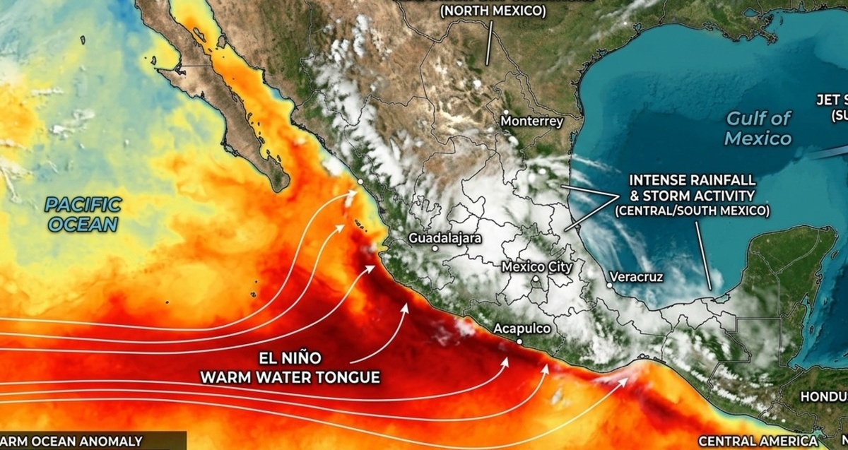 El Súper Niño estaría afectando a México a partir de septiembre del 2026. Foto: Gemini AI