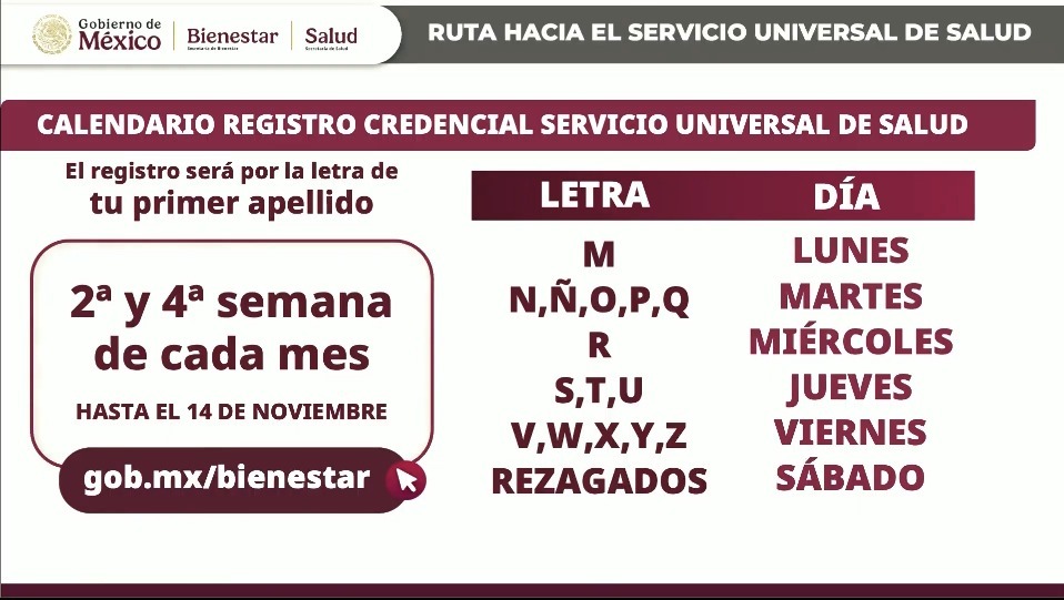 Segunda etapa de registro de Credencial Universal de Salud. (Secretaría de Salud)