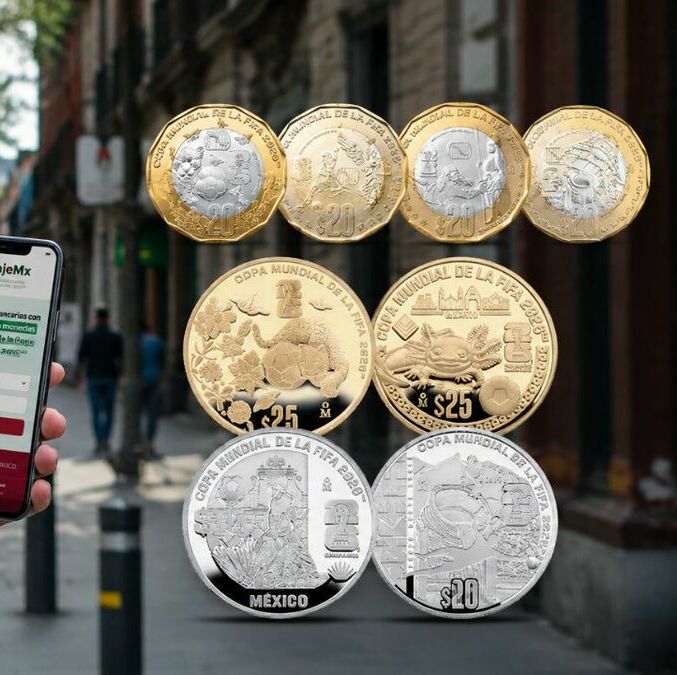Las monedas conmemorativas del Mundial 2026 ya están disponibles en bancos y centros autorizados. Foto: ChatGPT