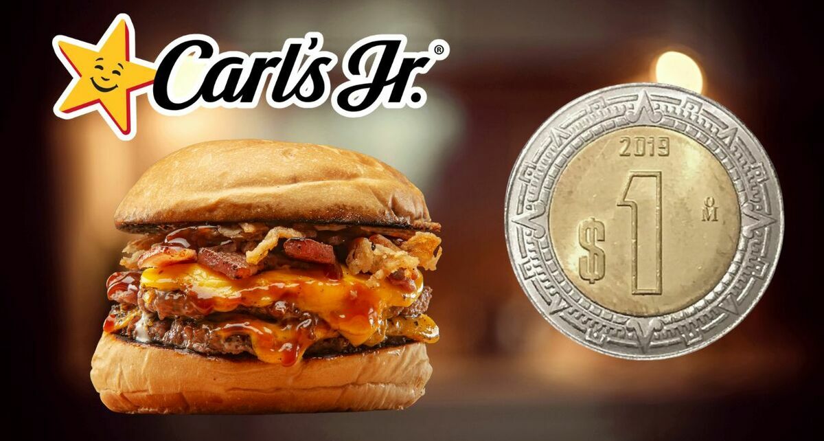 Este será el horario de promoción de hamburguesas de Carl's Jr. a 1 peso este 2026. (Canva y Especial).