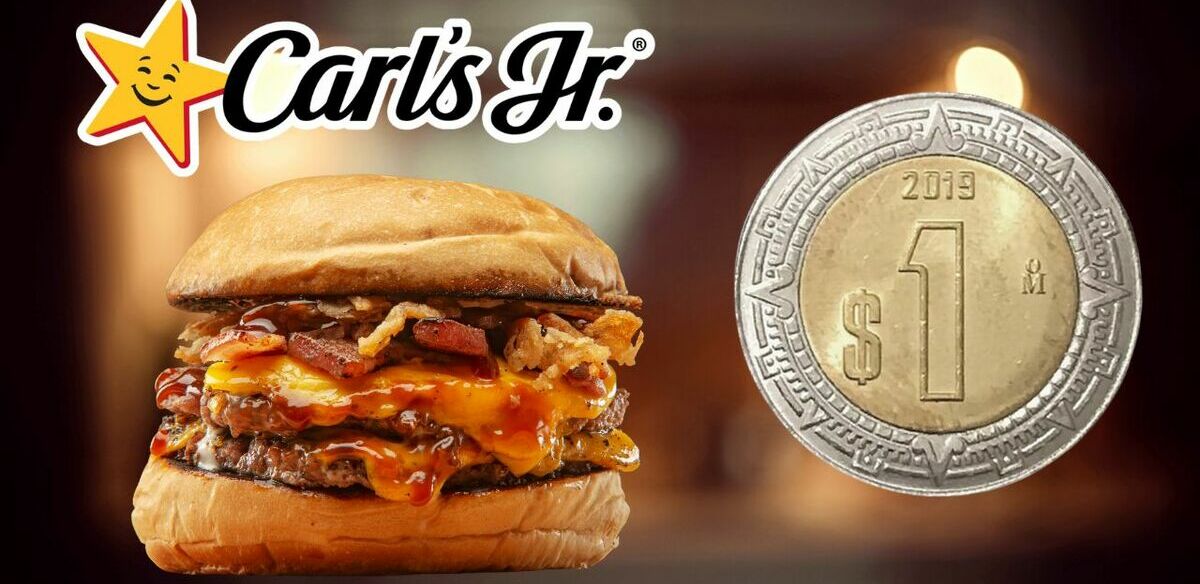 Este será el horario de promoción de hamburguesas de Carl's Jr. a 1 peso este 2026. (Canva y Especial).
