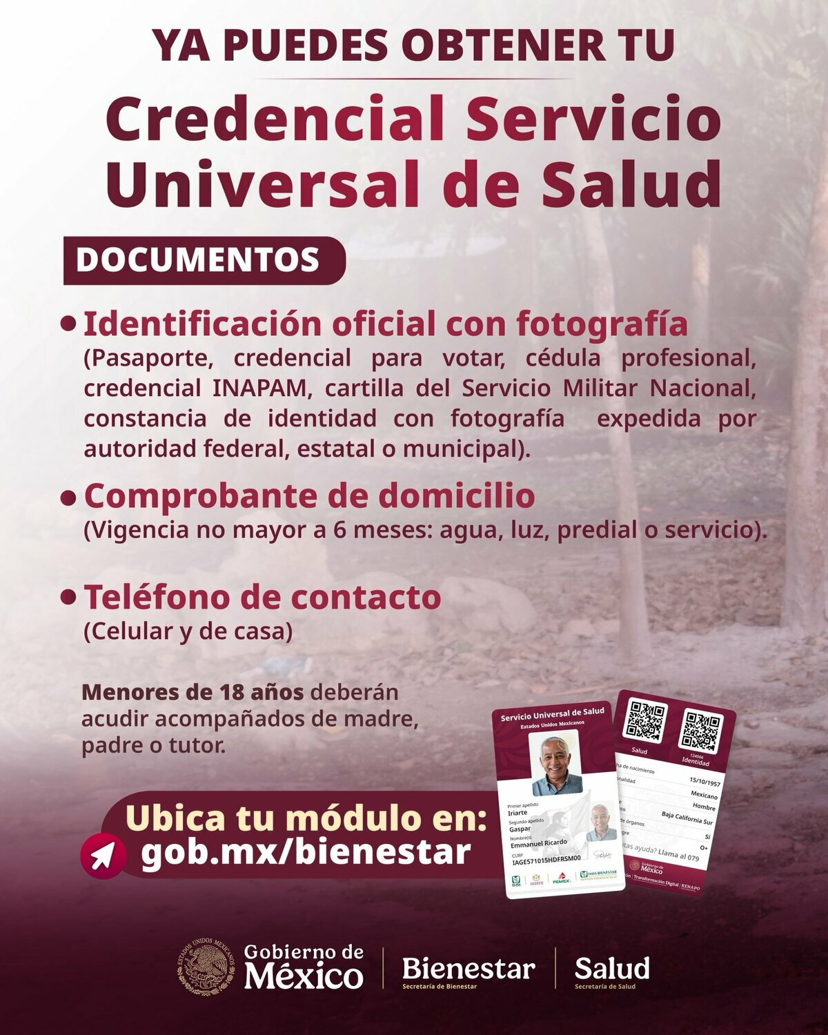 Lista de requisitos de Credencial Universal de Salud. Foto: @bienestarmx/X