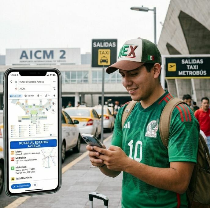 Las mejores rutas del AICM al Estadio Ciudad de México rumbo al Mundial 2026 | Foto: Gemini AI