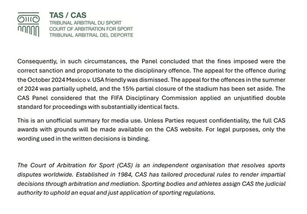 Resolución del TAS sobre apelaciones de FMF (tas-cas.org)