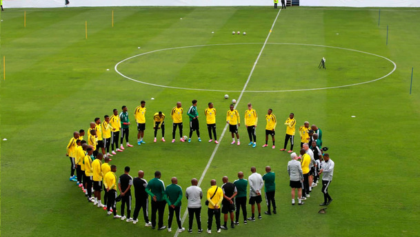Los Bafana Bafana trabajaron en el Estadio Hidalgo. (Foto: José Jorge Sánchez)