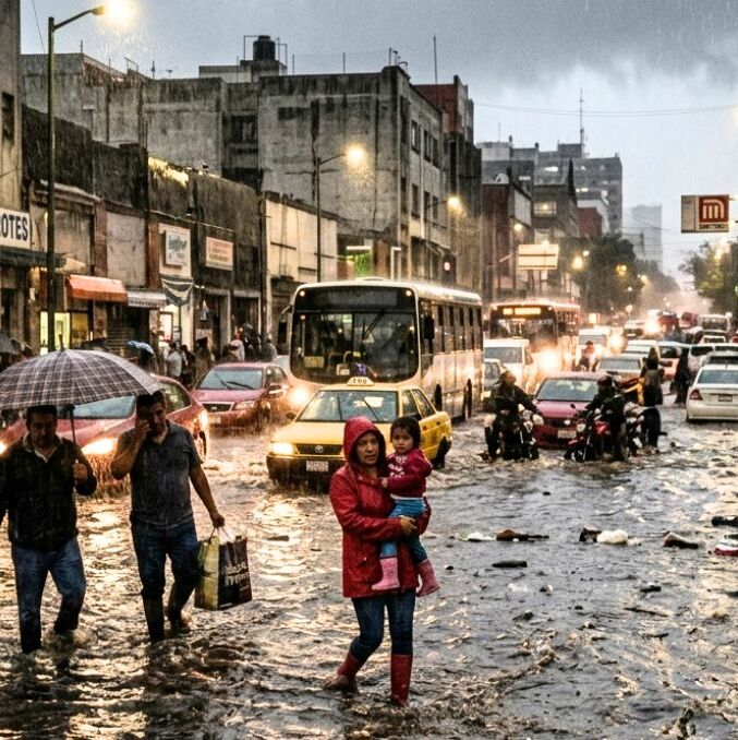 México bajo doble impacto: lluvias intensas por onda tropical 4 y onda de calor activa| Foto: Gemini AI