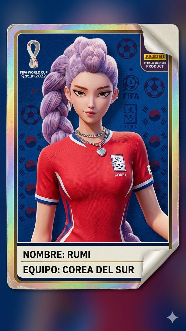 Estampa Panini de las guerreras Kpop: Gemini AI
