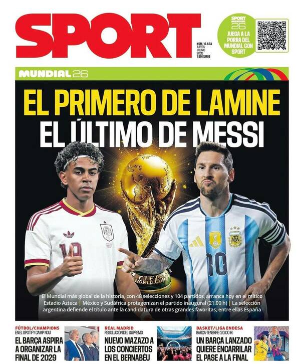 Diario Sport dedicó su portada al inicio de la Copa del Mundo