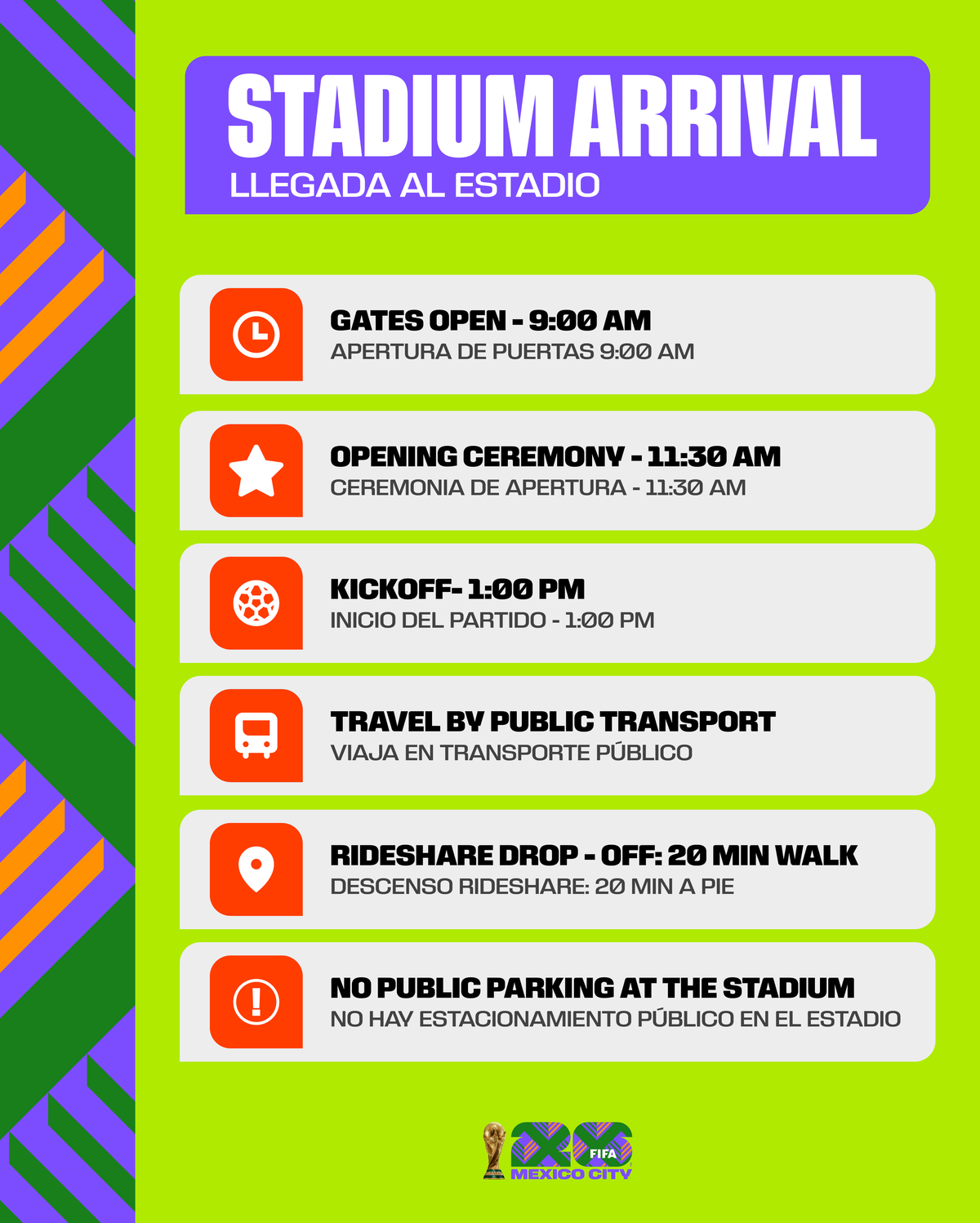 Estos son los horarios de la ceremonia de Inauguración del Mundial 2026. (@MexicoCity26/X)