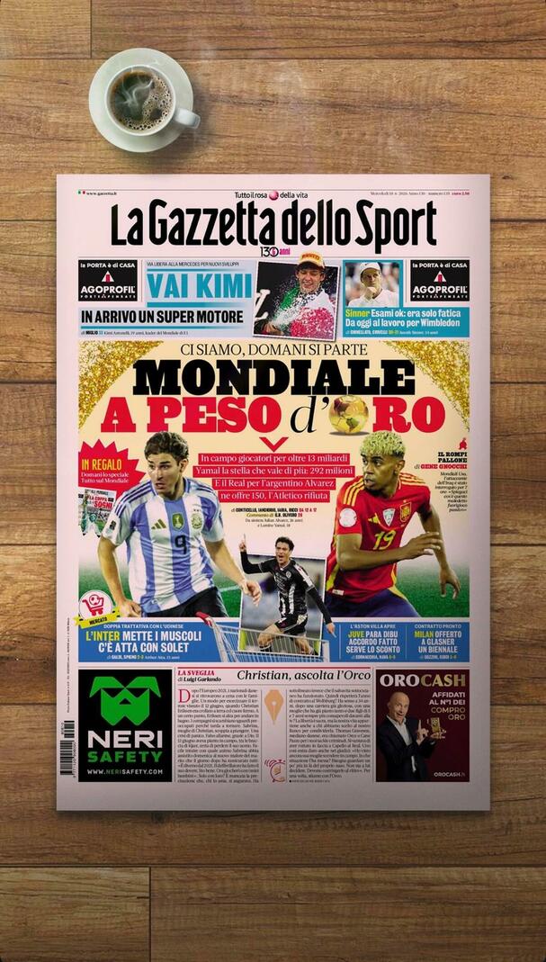 Portada de La Gazzette dello Sport del 11 de junio