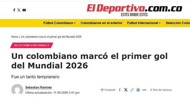 Publicación de El Deportivo (eldeportivo.com.co)