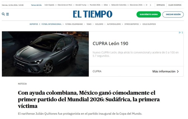 Publicación de El Tiempo (www.eltiempo.com)
