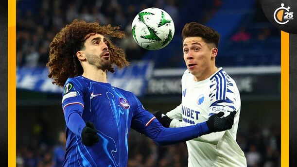 Rodrigo Huescas en disputa del balón con Marc Cucurella (Reuters)