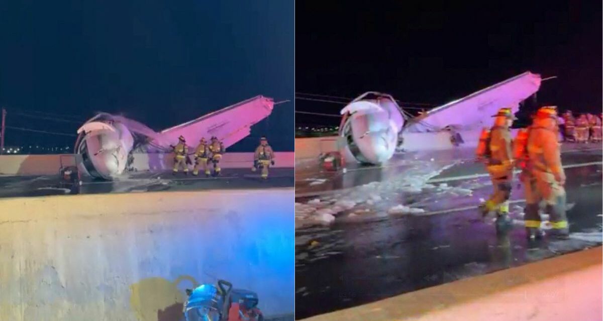 Videos muestran caída de avioneta en autopista de Texas; automovilistas intentan rescatar a la tripulación | Foto: Reuters
