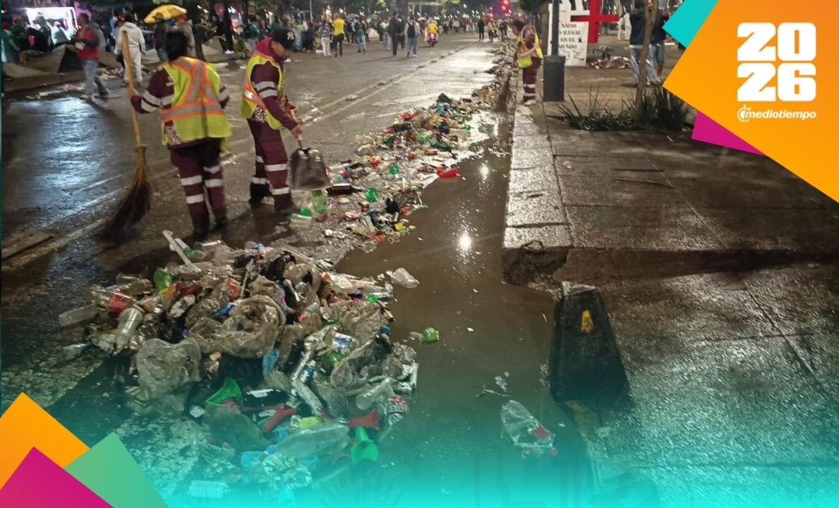 Las celebraciones por el triunfo del Tricolor dejó 40 toneladas de residuos (Fotografía: X @SOBSECDMX)