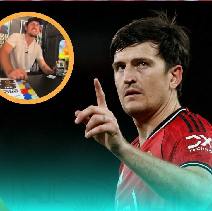 Harry Maguire sorprendió como vendedor de estampas del Mundial (Fotografía: Reuters y captura de video)
