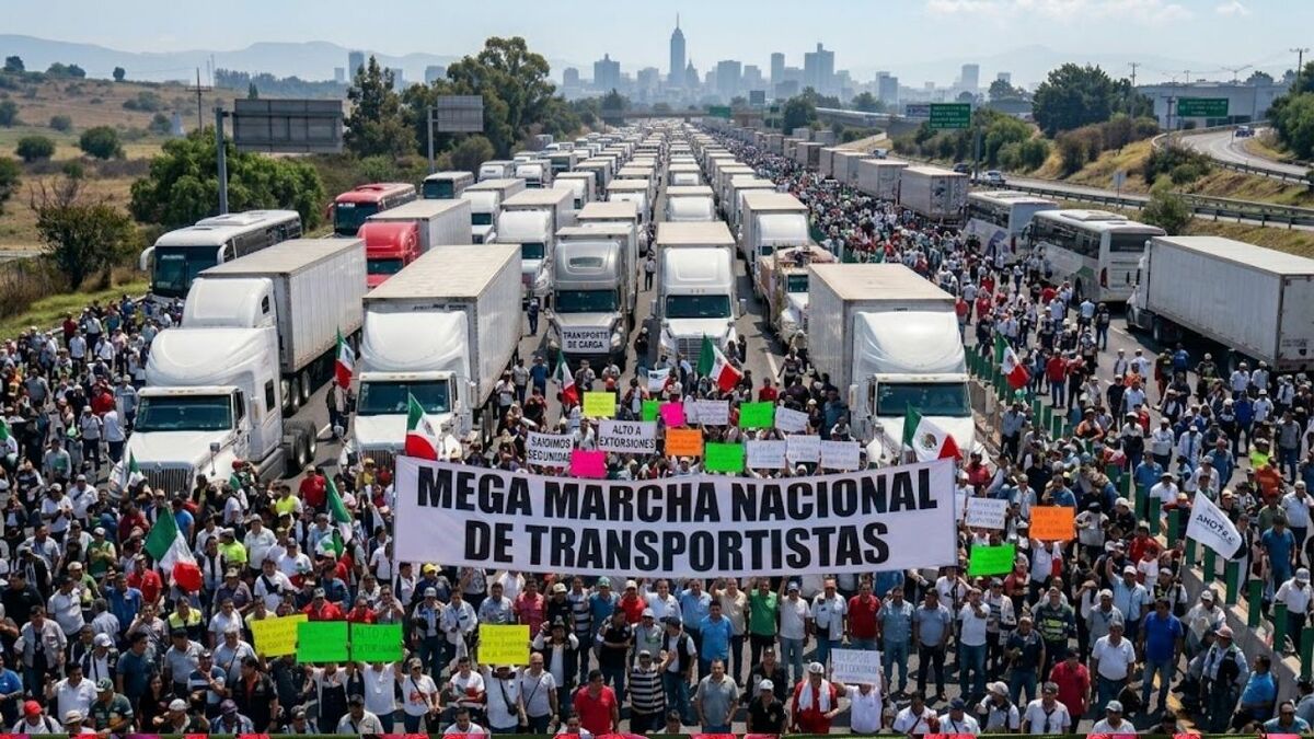 Transportistas anunciaron Megamarcha Nacional para el miércoles 24 de junio (Imagen creada con IA)