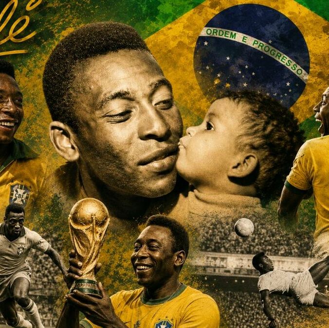 La hija de Pelé a lado de su padre cuando era pequeña. (Foto: ChatGPT/ @iamkelynascimento)