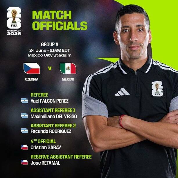 Yael Falcón Pérez será el central del Chequia vs México / FIFA